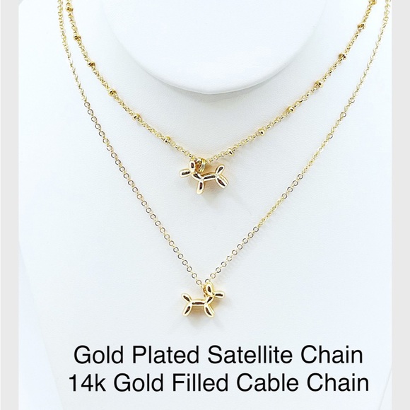 Gold Balloon Dog Necklace w/Choice of Chain, Dog Lovers Gift, NWT, Gift Box - Picture 4 of 8